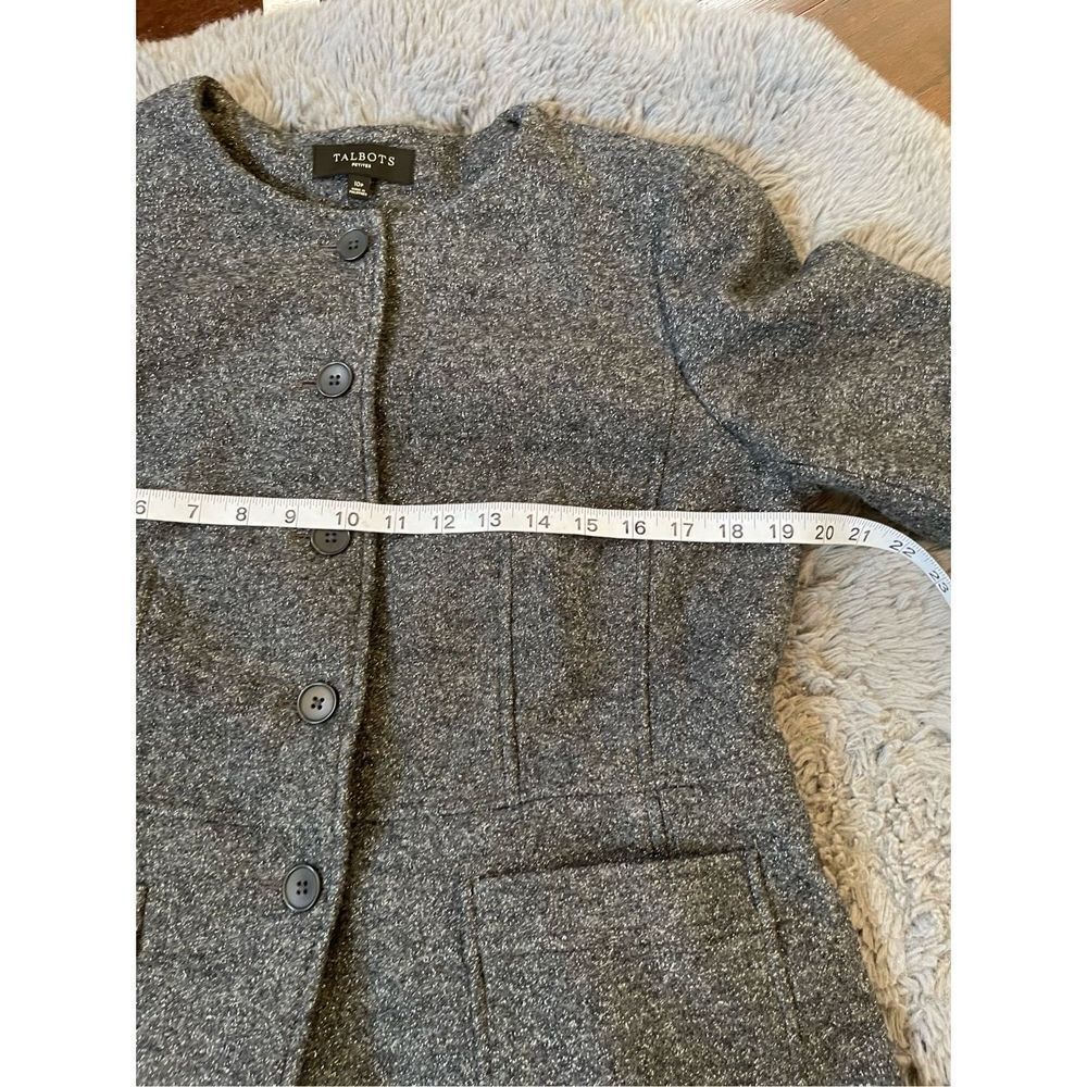 Talbots Wool Front Button Metallic Grey Jacket Si… - image 5